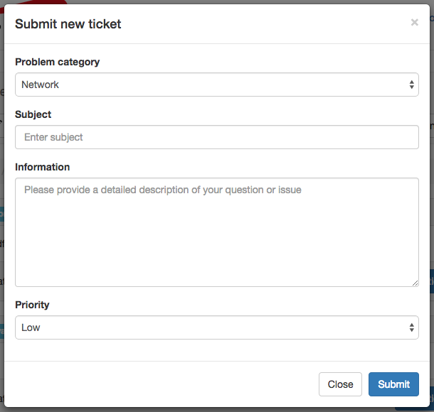 Create ticket form
